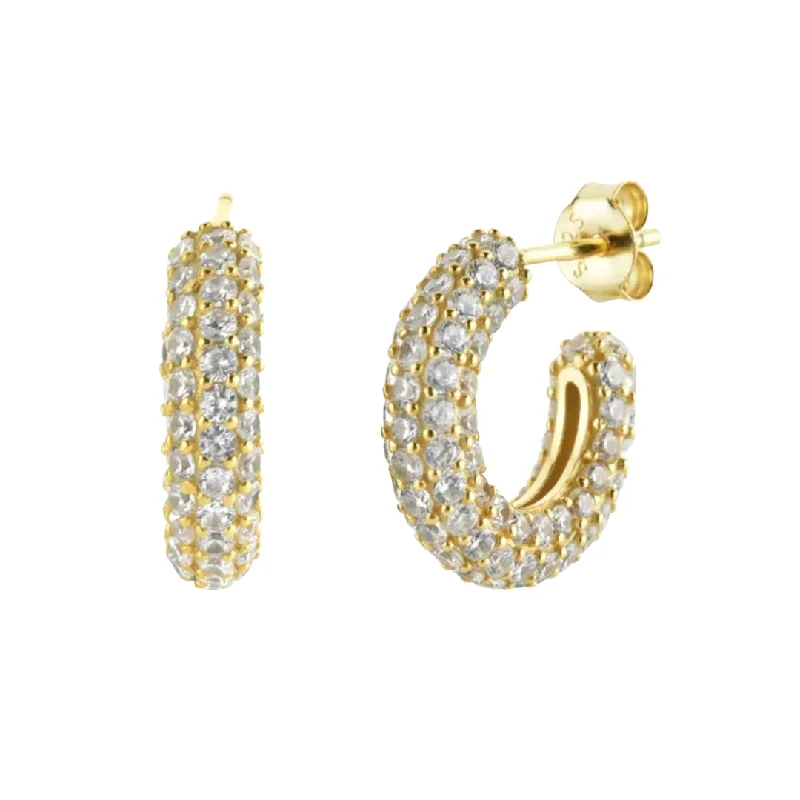 Best hoop earrings with geometric shapes for a modern and artistic appeal-Full Pave Hoops