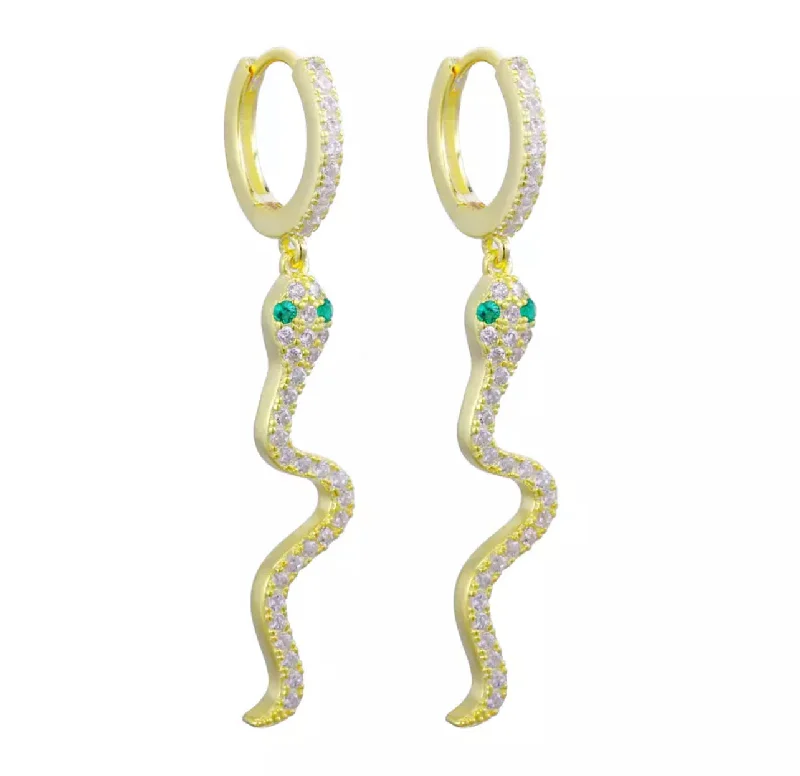 Best hoop earrings with Swarovski crystals for added sparkle and luxury-Hanging Snake Huggies