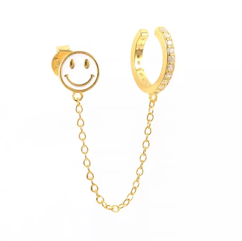 Hoop earrings with floral motifs for a feminine and nature-inspired look-Happy Stud and Cuff