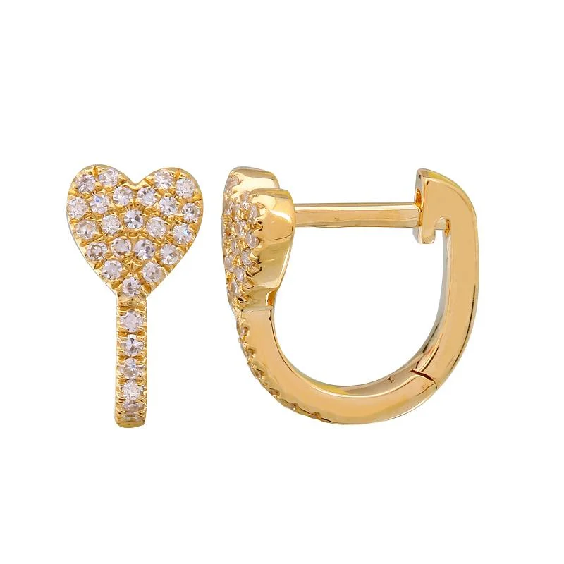 Hoop earrings with oversized pearl accents for a statement-making look-Heart Diamond Hugger