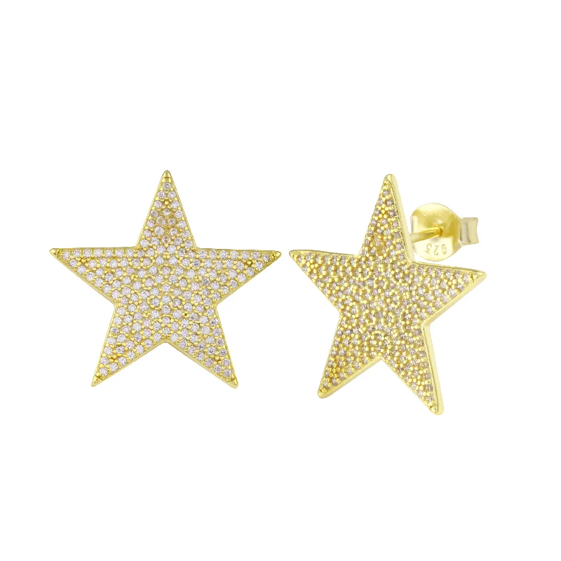 Hoop earrings with oversized pearl accents for a statement-making look-Jumbo Star Studs