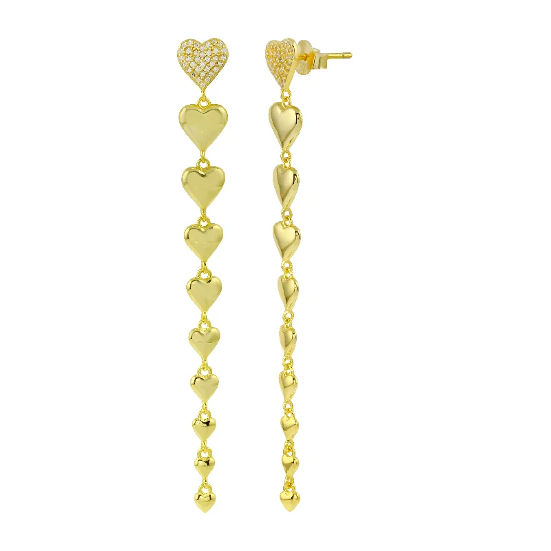 Hoop earrings with snake print designs for an edgy, wild appearance-Long Falling Heart Earrings