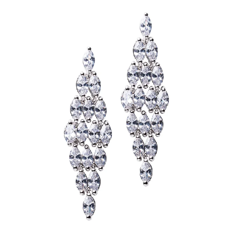 Hoop earrings with polished metal for a shiny and high-quality finish-Marquise Cluster Chandelier Earrings