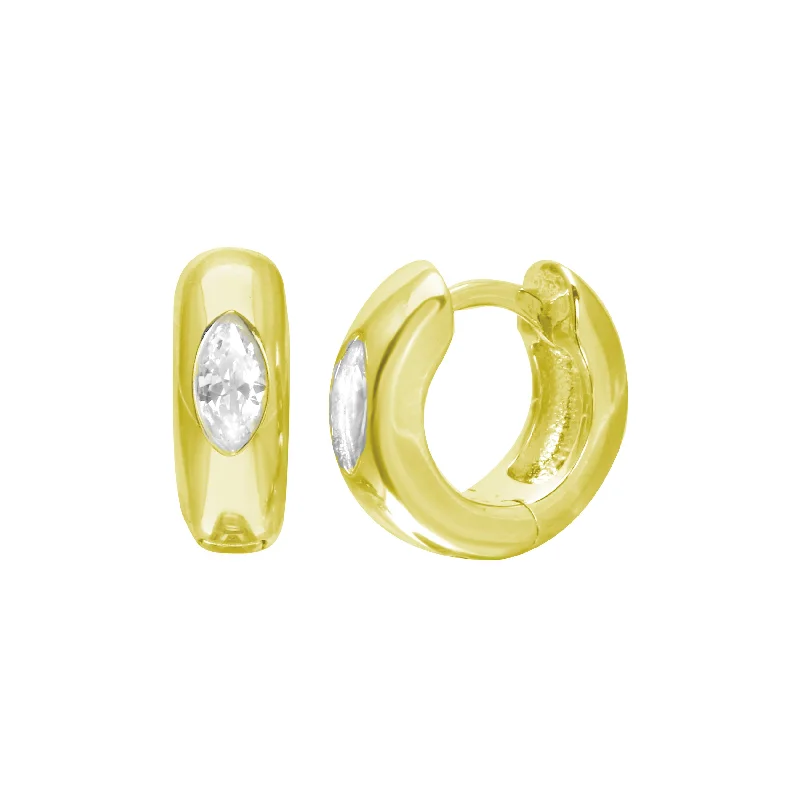 Best hoop earrings with enamel details for a colorful and modern look-Mini Marquise Diamond Huggies