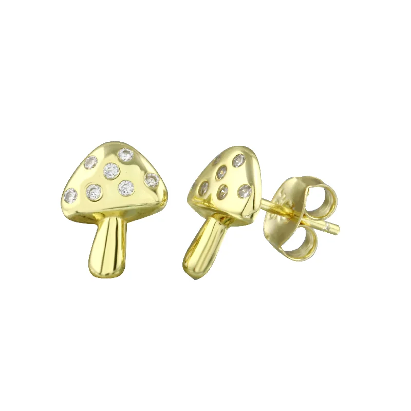 Best hoop earrings with snake chain details for a sleek and modern touch-Mini Mushroom Stud