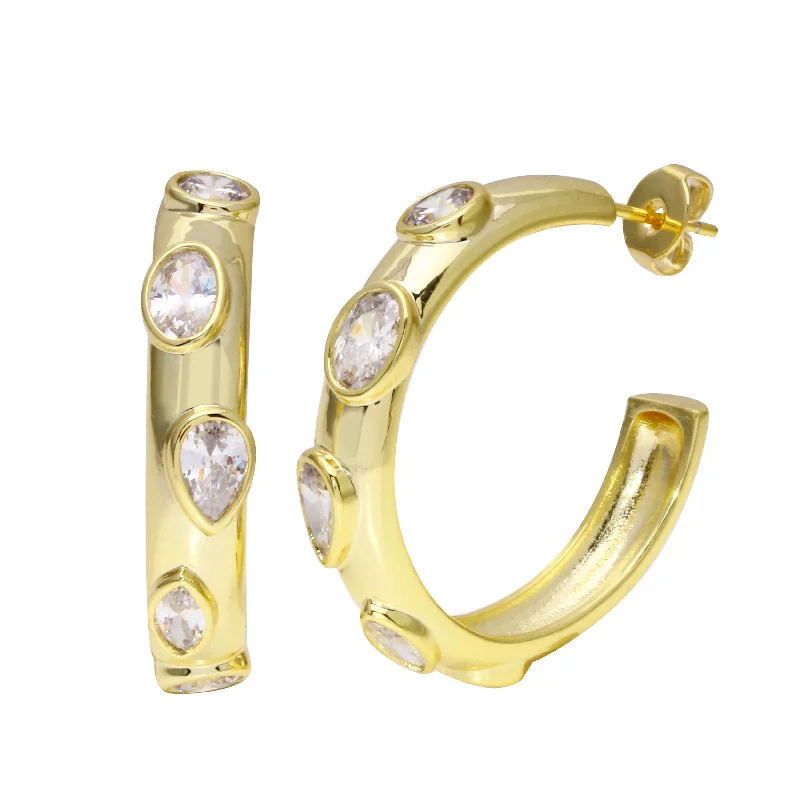 Hoop earrings with diamond-cut surfaces for added sparkle and shine-Mix Bling Hoops