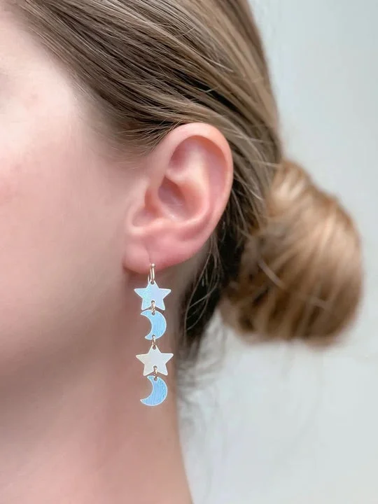 Hoop earrings with cut-out designs for a creative and lightweight effect-Moon & Star Dangle Earrings