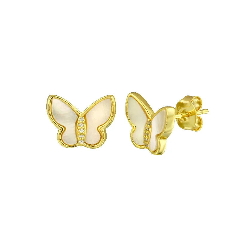 Hoop earrings with circle designs for a classic and timeless shape-MOP Butterfly Studs