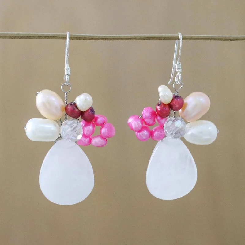 Best hoop earrings with minimal embellishments for a sleek and modern look-Rose Quartz & Pearl Beaded Earrings