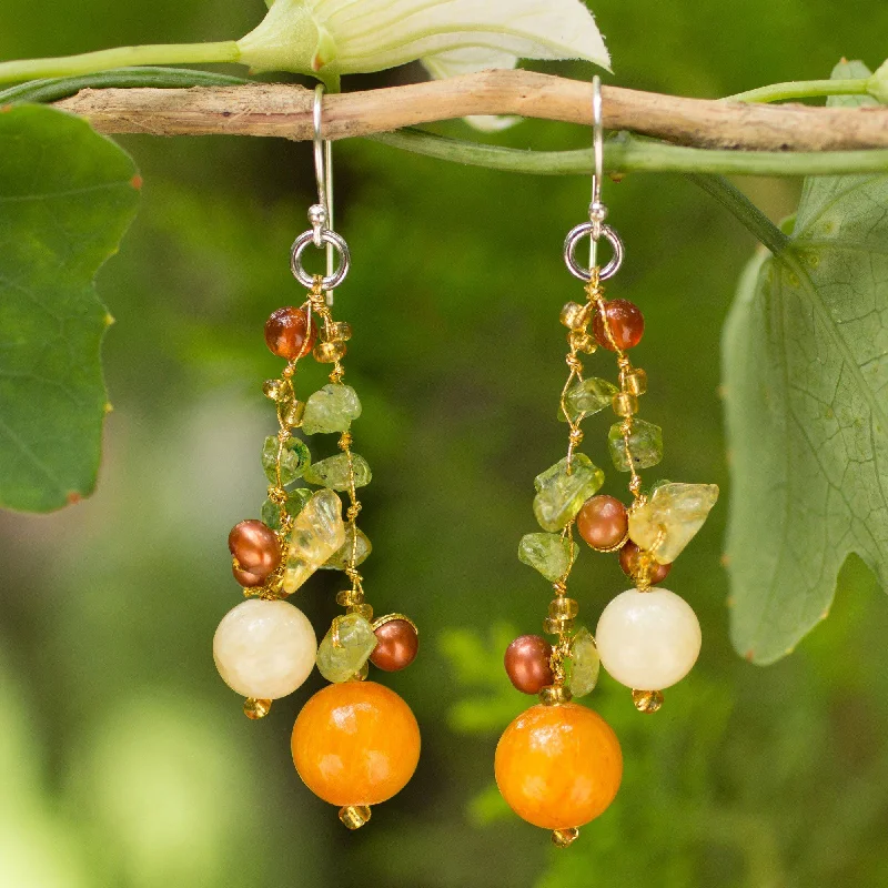 Hoop earrings with heart-shaped frames for a romantic and feminine look-Silver Pearl & Multi-gem Earrings