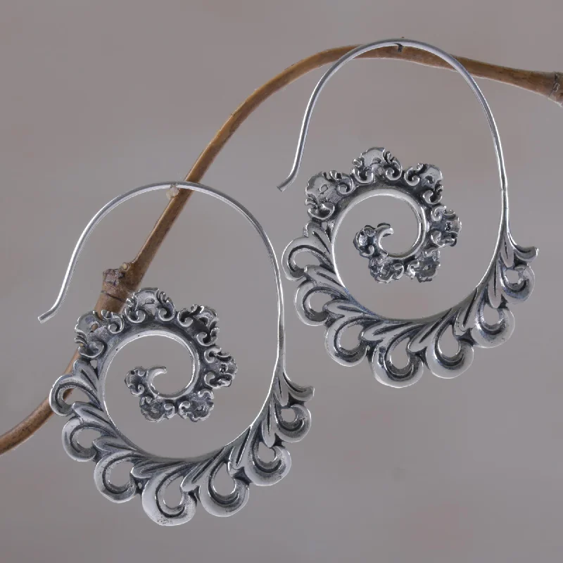 Hoop earrings with braided patterns for a detailed and textured finish-Paisley Ferns Half Hoop Earrings