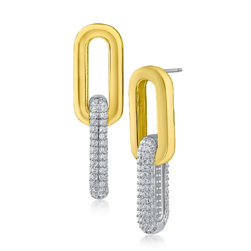 Hoop earrings with circle designs for a classic and timeless shape-Pave Link Earrings