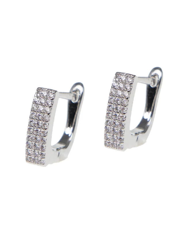 Best hoop earrings with geometric triangle shapes for a modern, chic design-Pave Square Huggie