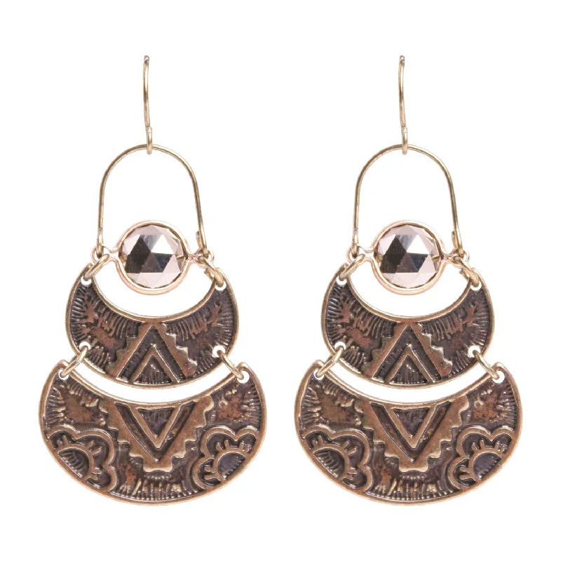 Best hoop earrings with tribal designs for a cultural and exotic aesthetic-Patina Flora Pyrite Earring