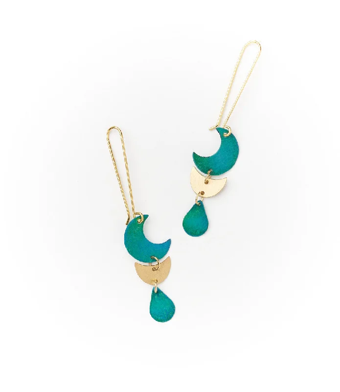 Hoop earrings with colorful beads for a fun and playful vibe-Rajani Earrings - Teal Drop