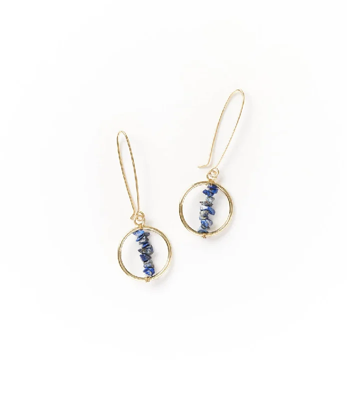 Hoop earrings with gold accents for a warm, elegant statement piece-Shamani Semi-Precious Sodalite Earrings - Drop Hoop