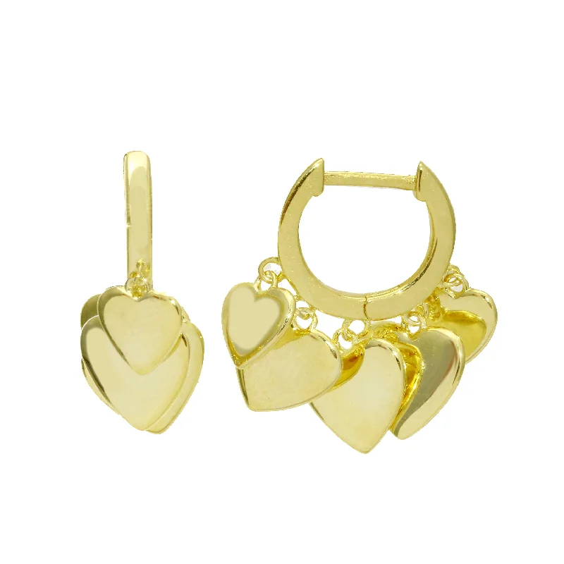 Best hoop earrings with custom designs for a personalized, unique accessory-Solid Hearts Hanging Huggies