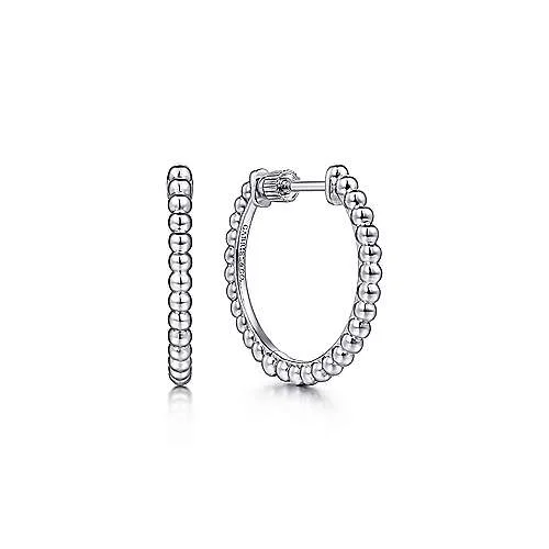 Lightweight hoop earrings for comfortable and all-day wear-SS 20mm Beaded Hoop Earrings 3.2grms