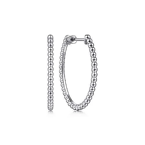 Small hoop earrings for a delicate and understated everyday wear-SS 30mm Bead Hoop Earrings 5.7grms