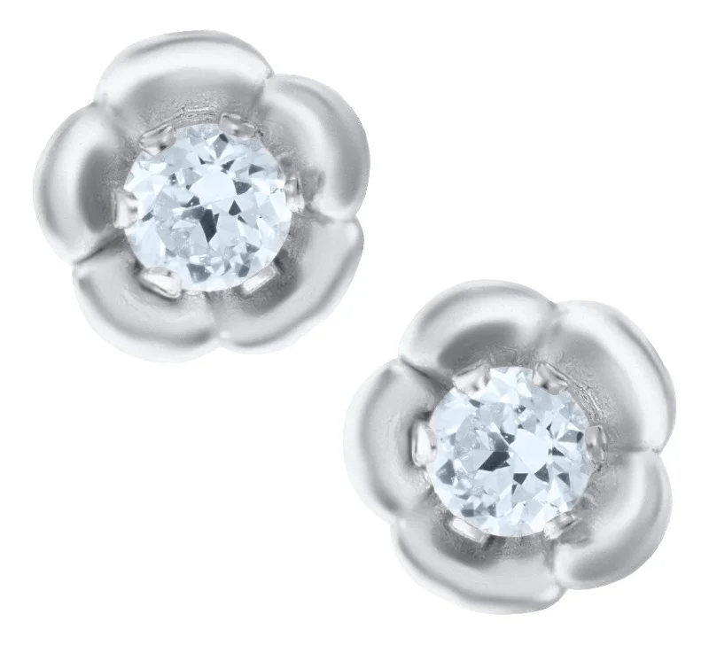 Best hoop earrings with angel wing accents for a spiritual and meaningful design-Sterling Silver Cubic Zirconia Flower Baby Studs