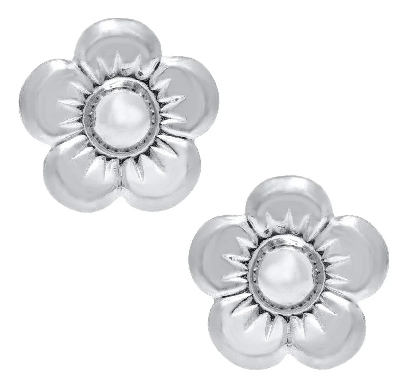 Best hoop earrings with vintage coins for a retro, antique-inspired style-Sterling Silver Flower Baby Studs