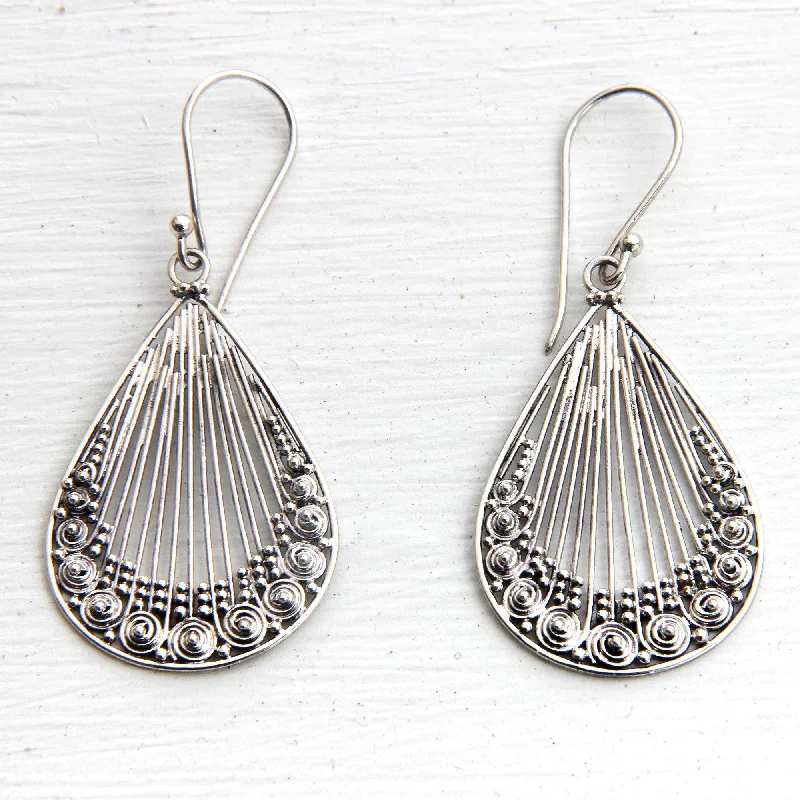 Best hoop earrings with matte finish for a sophisticated, understated design-Sterling Silver Peacock Feather Earrings