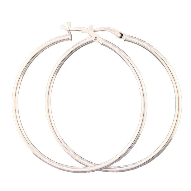 Best hoop earrings with sparkling cubic zirconia for a brilliant, budget-friendly effect-SS Plain Hoop Hinged Earrings 35mm