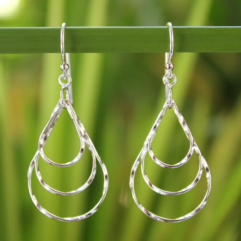 Best hoop earrings with sterling silver for an affordable and chic design-Sterling Silver Raindrop Dangle Earrings