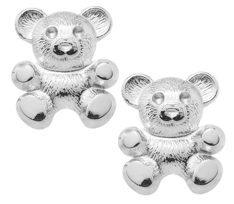 Hoop earrings with multi-tone finishes for a colorful and layered effect-Sterling Silver Teddy Bear Baby Studs