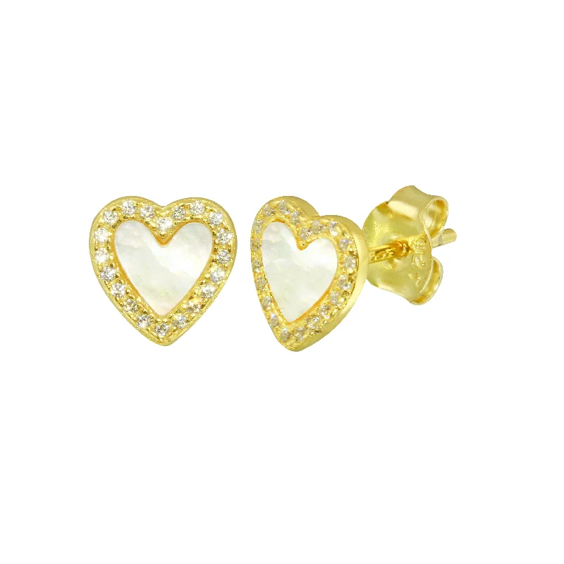 Hoop earrings with rhinestone-studded rims for a glamorous touch-Stone Heart Studs