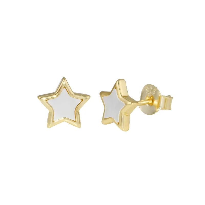 Hoop earrings with hammered copper for a warm and rustic aesthetic-Stone Star Stud