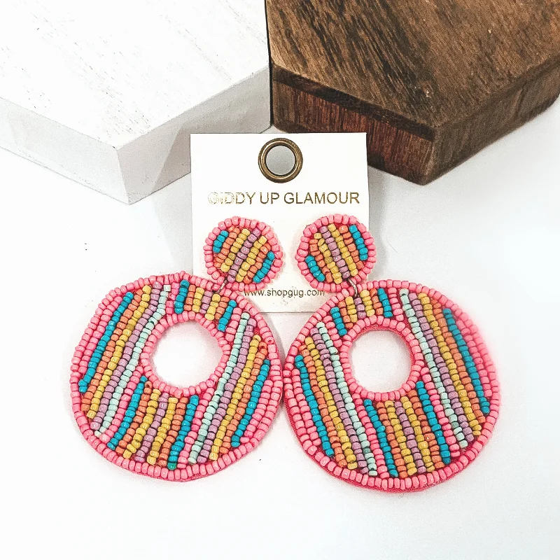 Best hoop earrings with custom designs for a personalized, unique accessory-Sweeter Than Candy Thick Circle Drop Outline Earrings in Pastel Multi