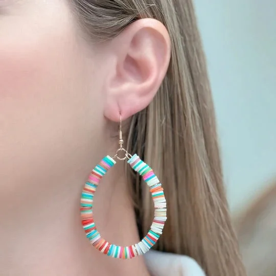 Best hoop earrings with turquoise stones for a bohemian-inspired vibe-Teardrop Rubber Disc Dangle Earrings