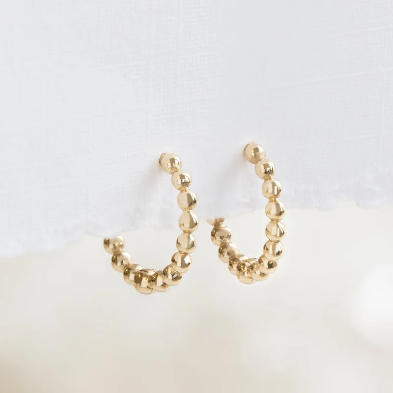 Best hoop earrings with oval shapes for a unique and elongated design-The Beaded Huggie Hoops | 14K Yellow Gold