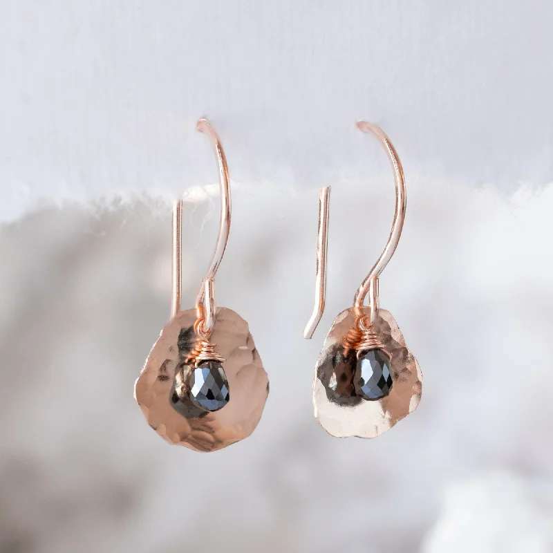 Best hoop earrings with gold for a luxurious and timeless look-The Black Diamond Petal Earrings | Rose Gold Filled