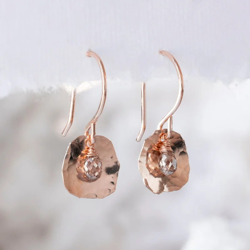 Best hoop earrings with gemstone accents for a colorful and elegant appearance-The Champagne Diamond Petal Earrings | Rose Gold Filled