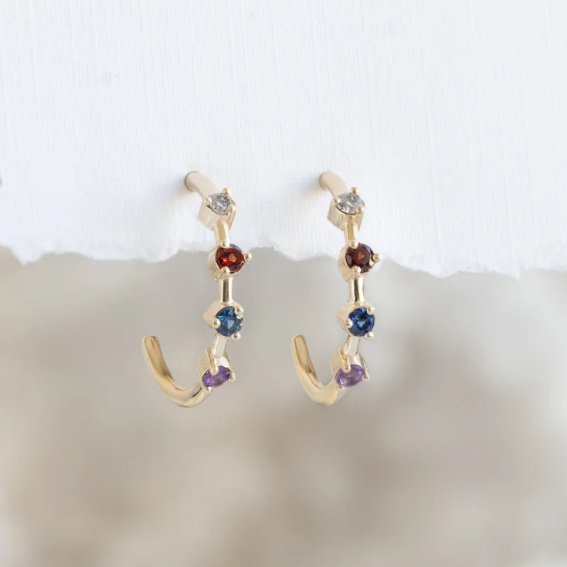 Medium hoop earrings for an everyday look with the perfect balance of style-The Custom Multi-Birthstone Hoops | 4 Stones