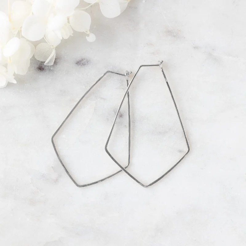 Hoop earrings with hearts for a sweet and romantic gesture-The Hexagon Hoop Earrings | 14K White Gold