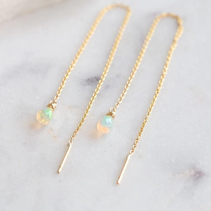 Best hoop earrings with turquoise stones for a bohemian-inspired vibe-The Opal Thread Earrings | Gold Filled