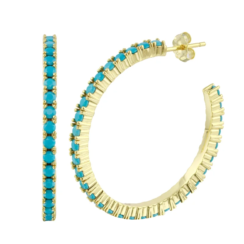 Best hoop earrings with geometric cuts for a sharp, modern appeal-The Turquoise Hoop