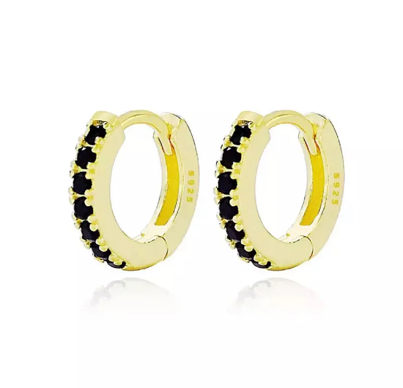 Hoop earrings with satin finishes for a smooth and elegant appearance-Tiny Everyday Color Diamond Huggies