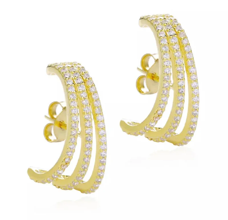 Hoop earrings with intricate designs for a unique and artistic appearance-Triple Suspender Earrings