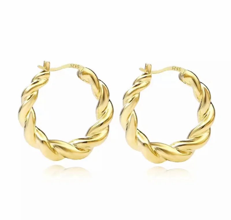 Best hoop earrings with braided leather for a rustic, stylish finish-Twisted Huggies