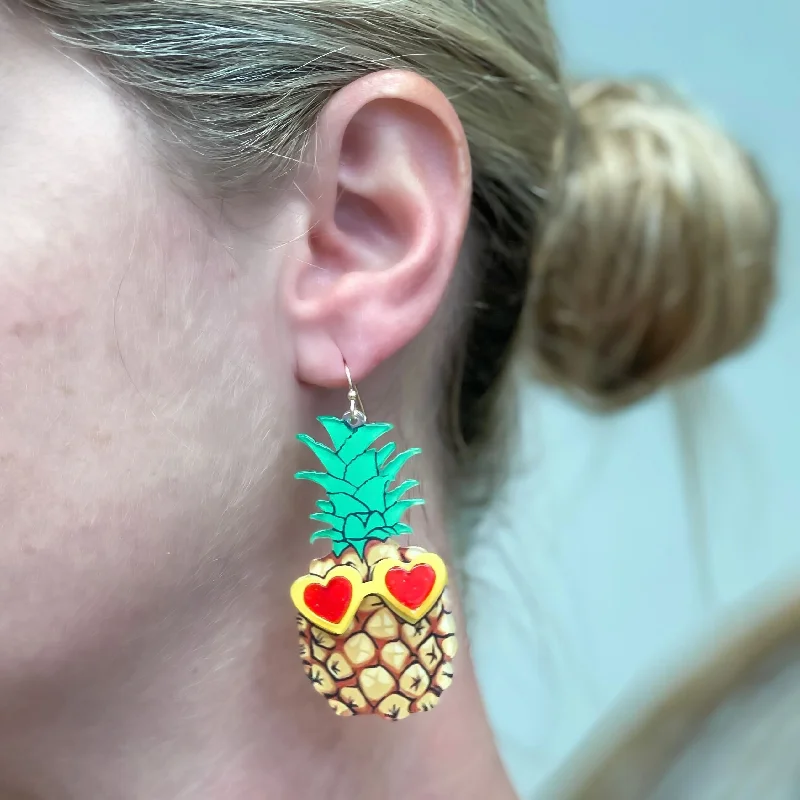 Lightweight hoop earrings for comfortable and all-day wear-Vacation Pineapple Dangle Earrings