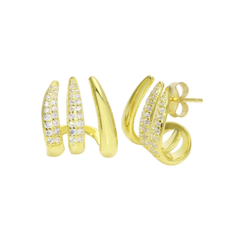 Hoop earrings with intricate designs for a unique and artistic appearance-Wave Pave Cage Earrings