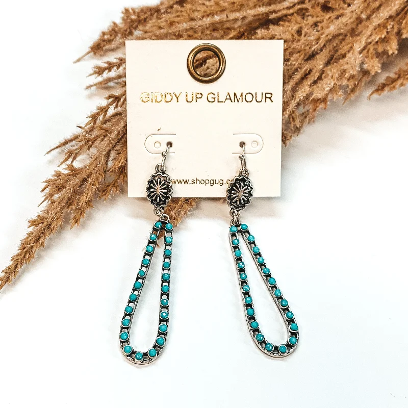 Best hoop earrings with crescent-shaped designs for a bold, moon-inspired style-Western Long Dangle Earrings in Turquoise