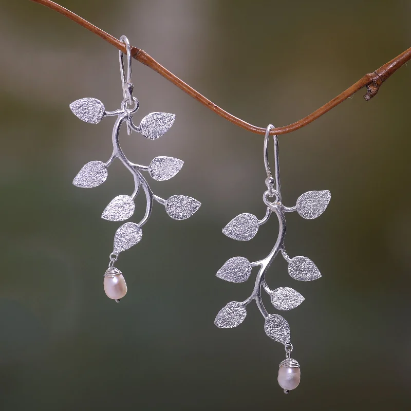 Best hoop earrings with stacked layers for a dimensional and bold look-White Forest Dangle Earrings