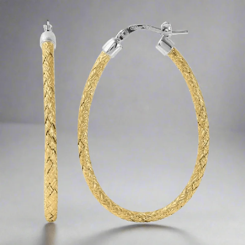 Hoop earrings with snake print designs for an edgy, wild appearance-YGP Sterling 2mm Oval Hoop