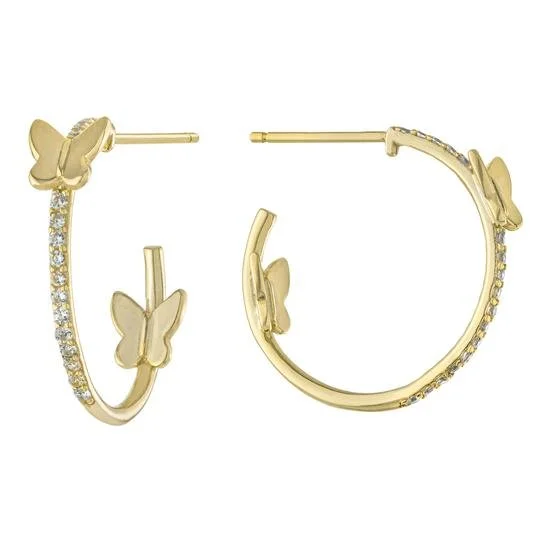 Best hoop earrings with snake chain details for a sleek and modern touch-YGP Sterling CZ Butterfly Hoop Earrings