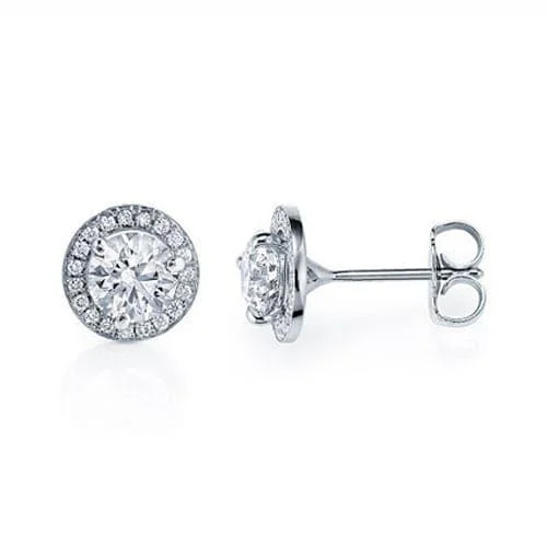 Animal Print Stud Earrings for Fun -1.20 Carat Round Cut Lab Grown Diamond Halo Stud Earrings